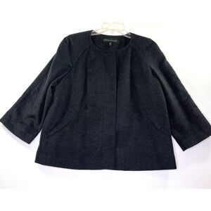 Harve Benard Blazer Womens Large Gray Zip‎ Front Kimono Style 3/4 Sleeve